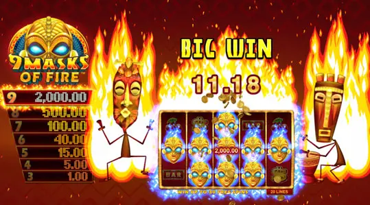 9 Masks of Fire slot game RTP and rules.
